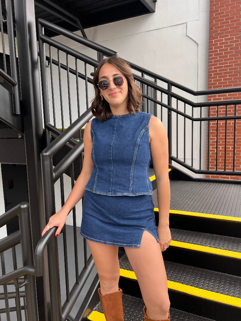 MADDEN SKORT IN DENIM