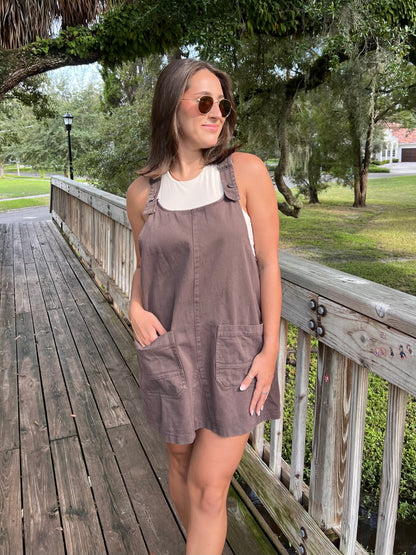 Sutton Cocoa Brown Overall Dress