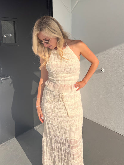 WILLOW OPEN BACK HALTER TOP IN CREAM