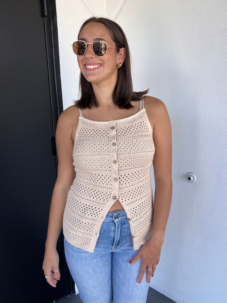 LAUREN CROCHET TOP IN NATURAL