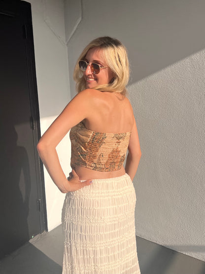 EVIE PAISLEY BANDANA TUBE TOP IN PEACH