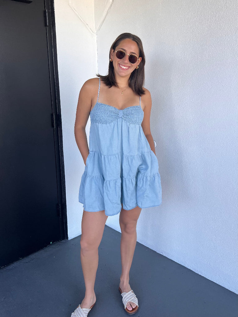 KAYLA ROMPER IN DENIM