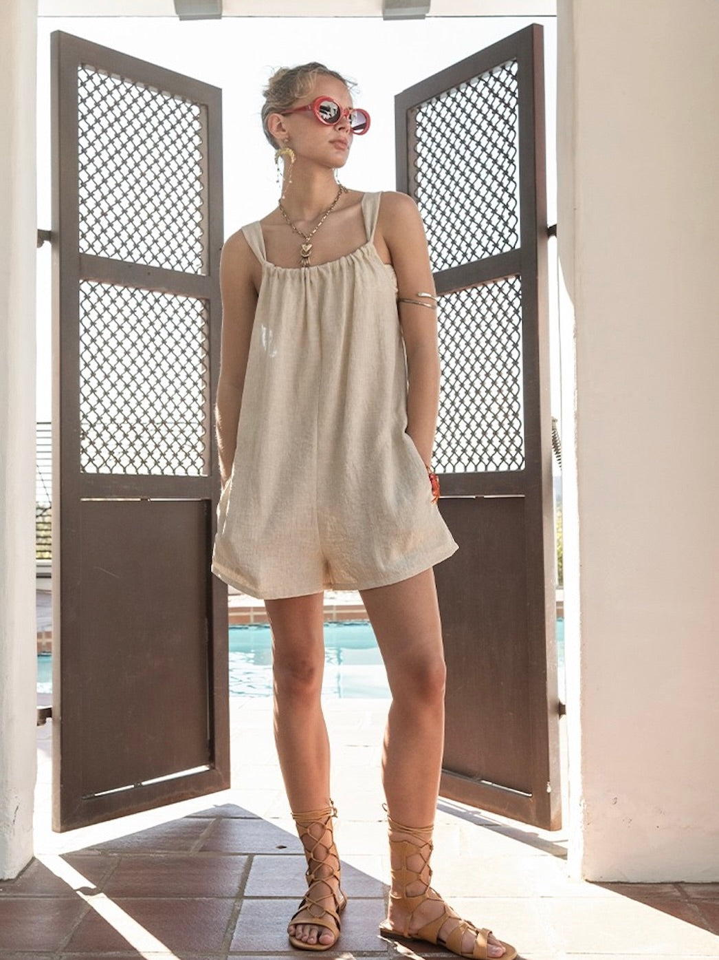 Teagan Romper in Oatmeal