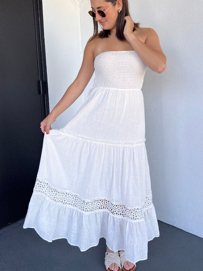 JULIETTE STRAPLESS MAXI DRESS IN WHITE