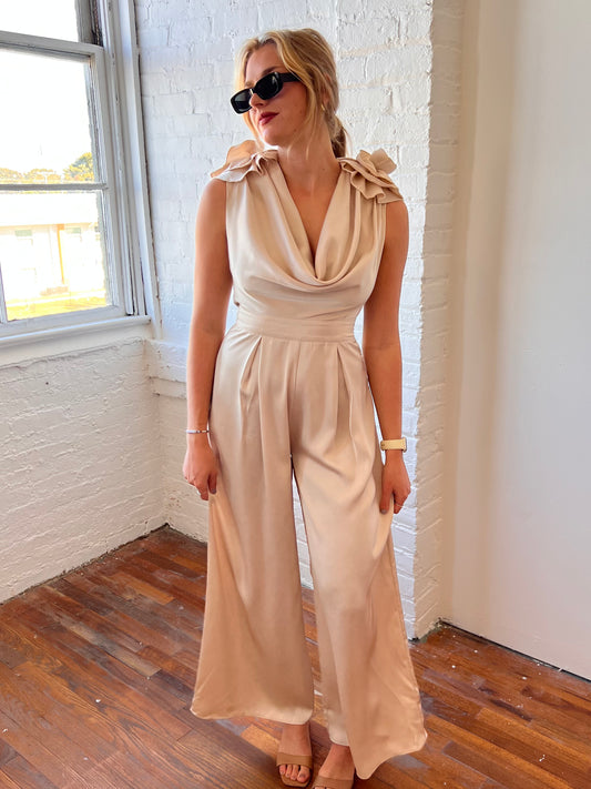 ISABELLE FLORAL JUMPSUIT IN CHAMPAGNE