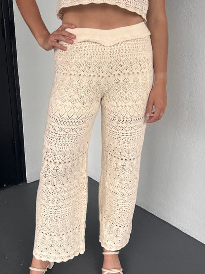 AUGUST CROCHET PANTS IN BEIGE