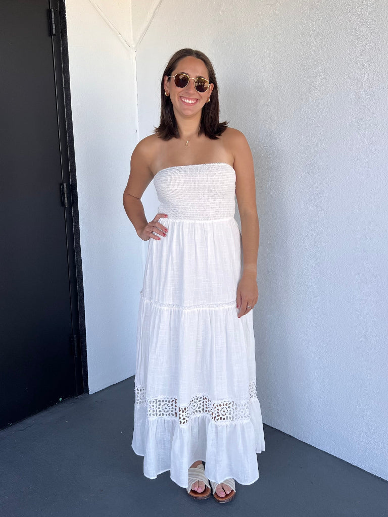 JULIETTE STRAPLESS MAXI DRESS IN WHITE