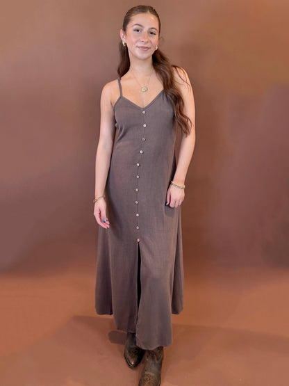 Chloe Sleeveless Maxi Dress in Chocolate Brown