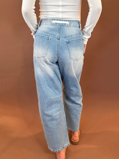 Reed Light Wash Barrel Jeans in Denim