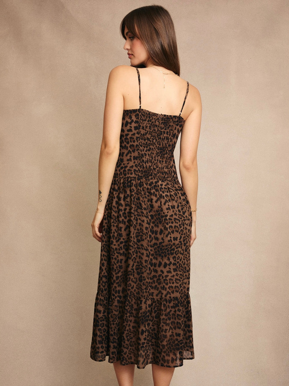 Sawyer Drop Waist Spaghetti Strap Maxi Dress in Leopard