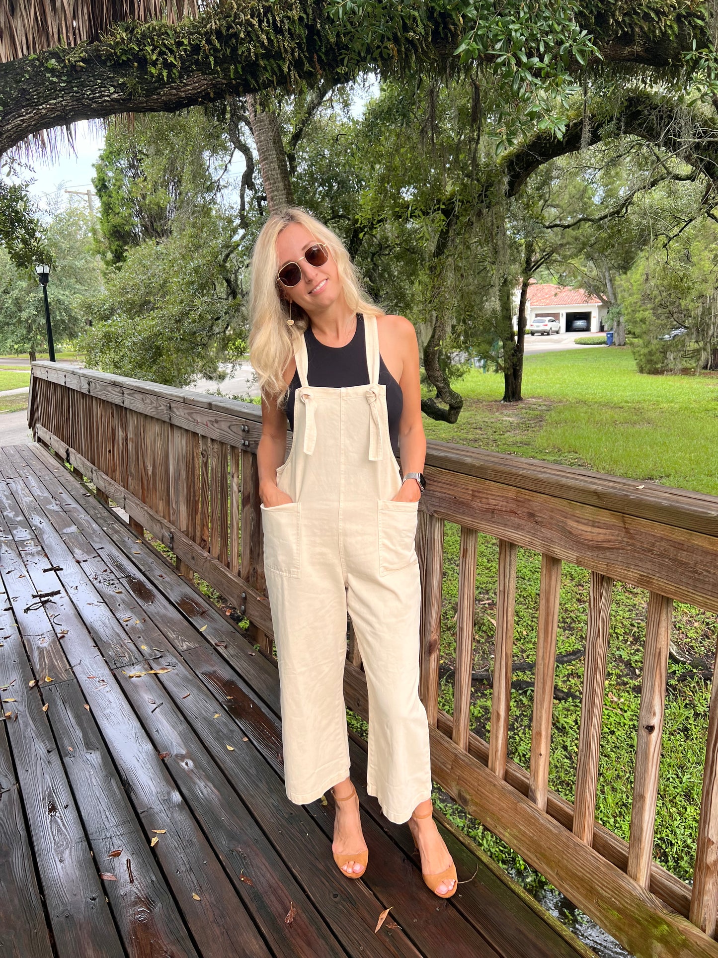 Harley Denim Jumpsuit in Oatmeal