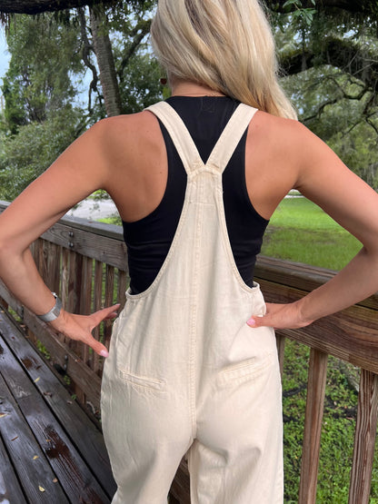 Harley Denim Jumpsuit in Oatmeal