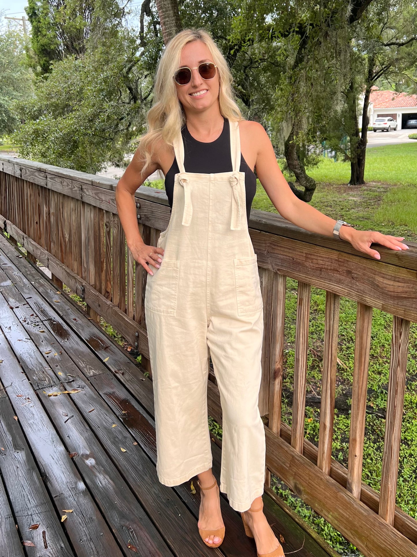 Harley Denim Jumpsuit in Oatmeal