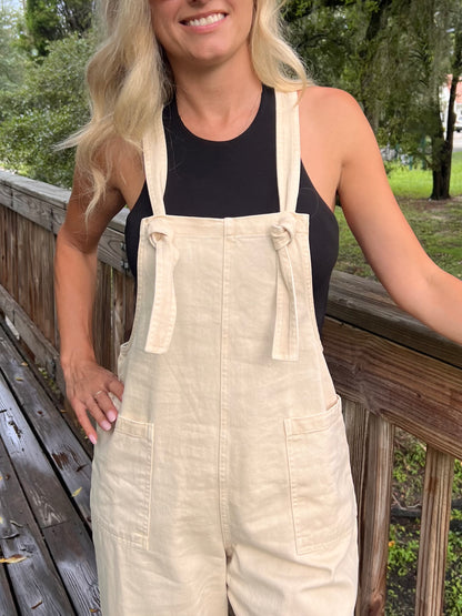 Harley Denim Jumpsuit in Oatmeal