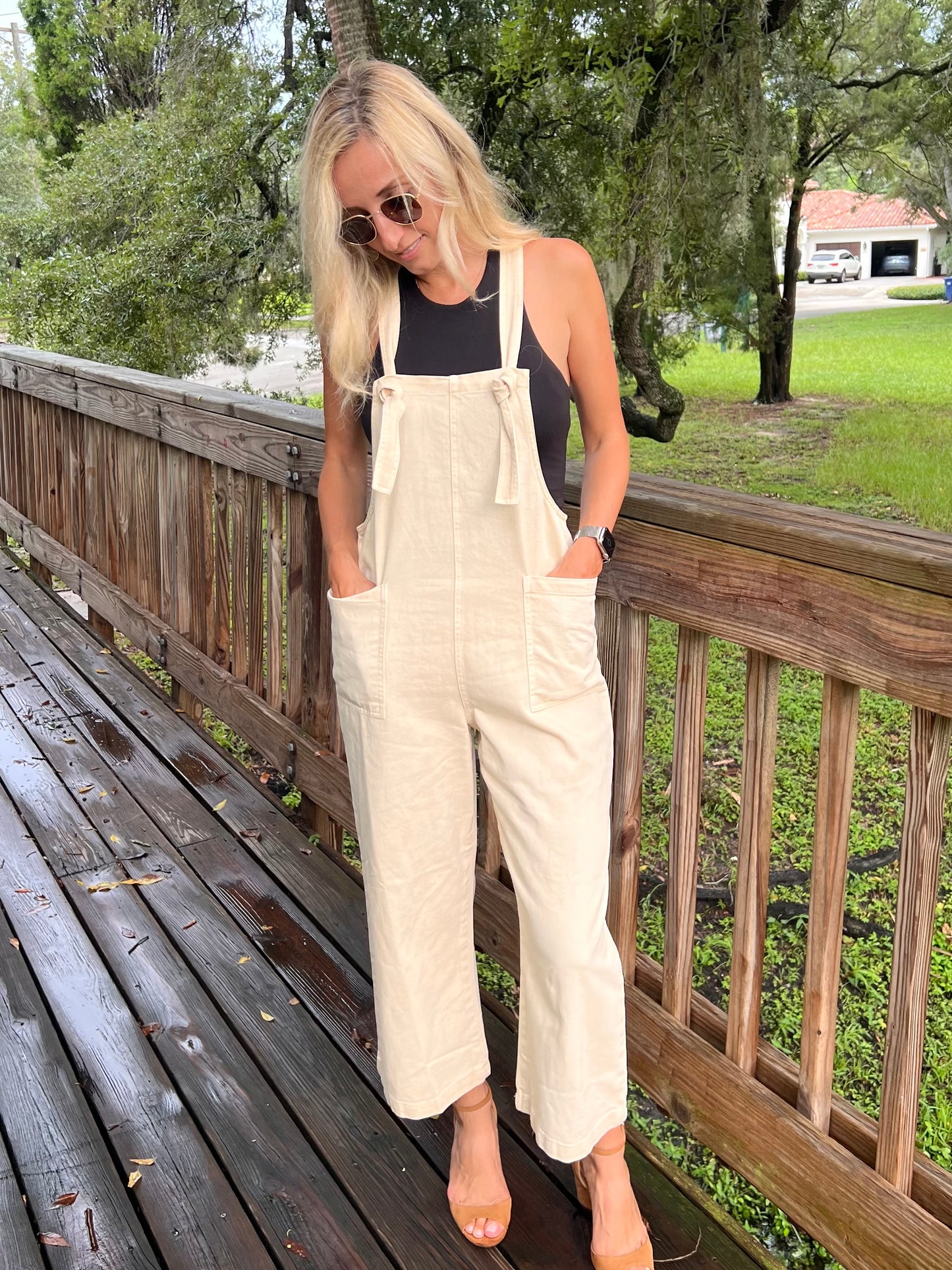 Harley Denim Jumpsuit in Oatmeal