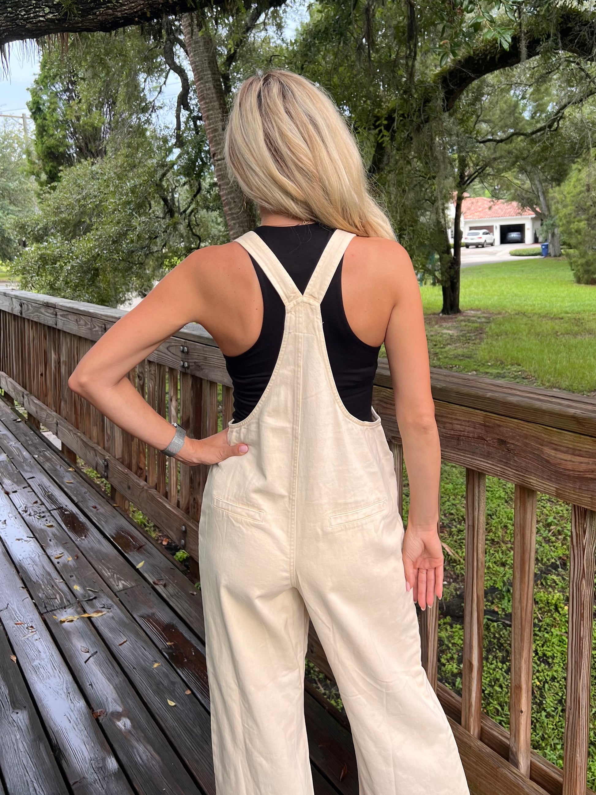 Harley Denim Jumpsuit in Oatmeal