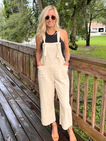 Harley Denim Jumpsuit in Oatmeal