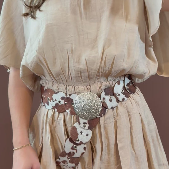 Cash Cowhide Disc Belt in Silver