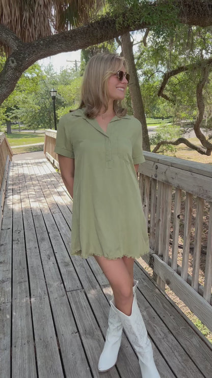 Dakota Olive Green Shirt Dress